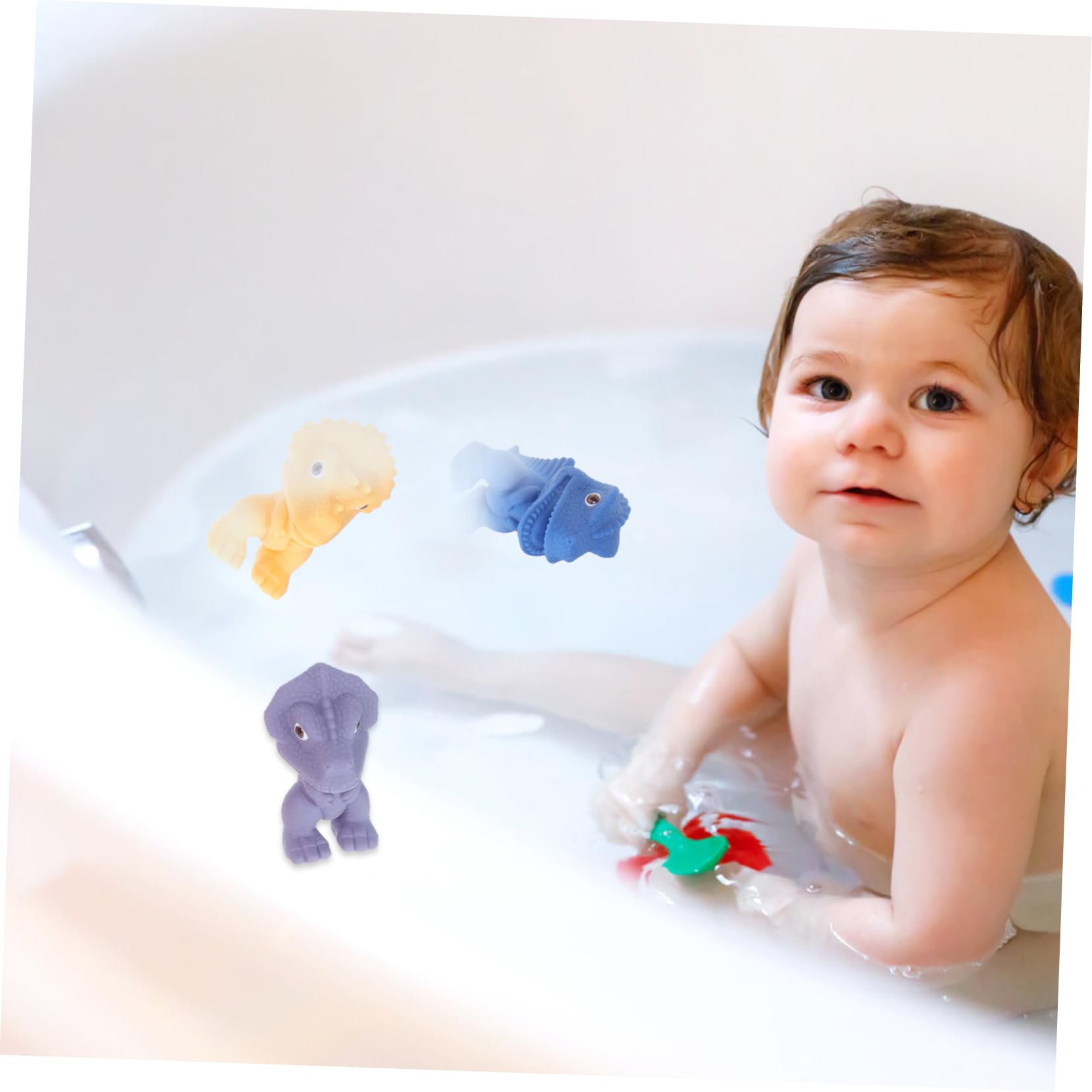 Cartoon Dinosaur Bath Toys - 12-Pack Floating Vinyl Water Toys for Kids, Fun Bathtub & Pool Playtime - Perfect for Toddlers, Baby Shower Gifts & Summer Splash Parties