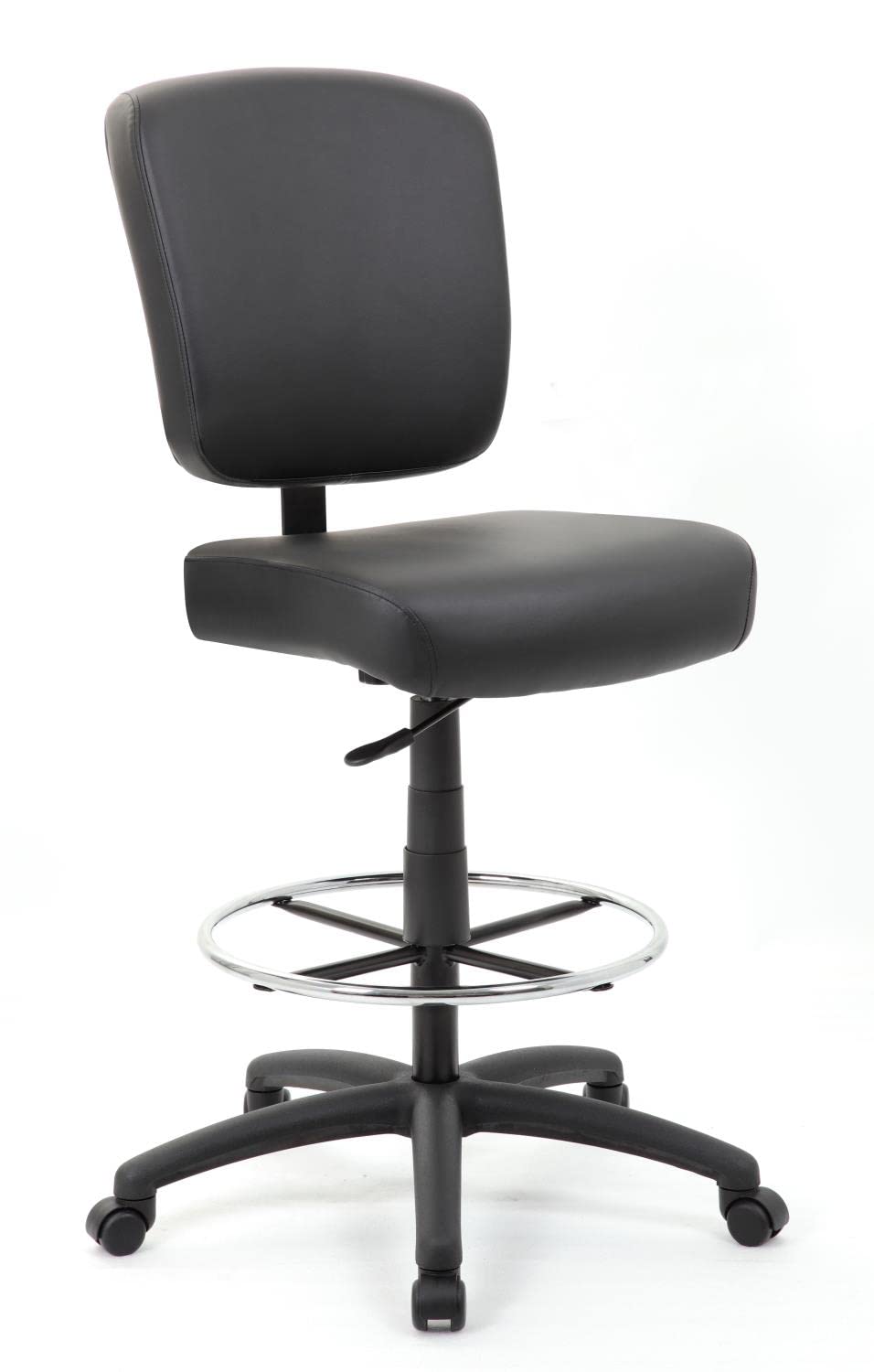 Boss Office Products Oversized Drafting Stool - Adjustable Height Ergonomic Chair for Architects & Designers, Black - Perfect for Drafting Tables, Art Studios & Home Offices