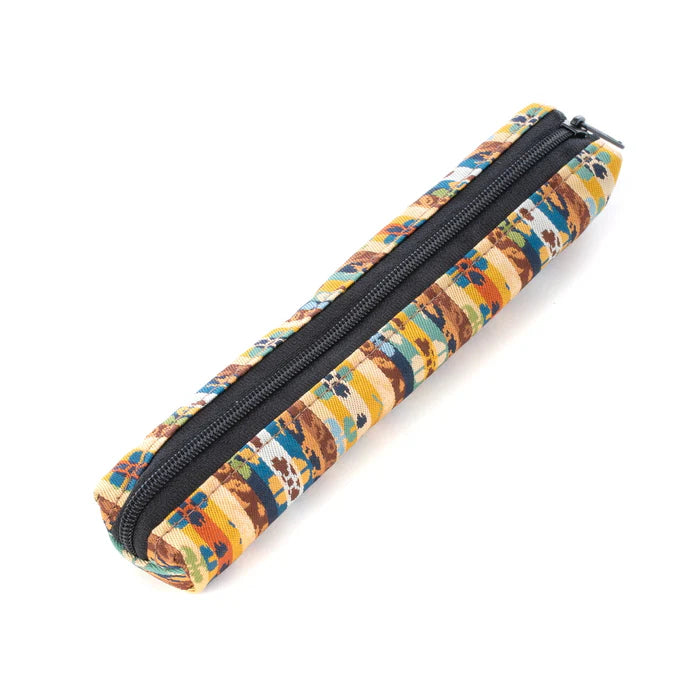 Nishijin Woven Pencil Case - Traditional Kyoto Japanese Craft with Floral & Bird Design - Handmade in Japan for School, Office & Gift Use