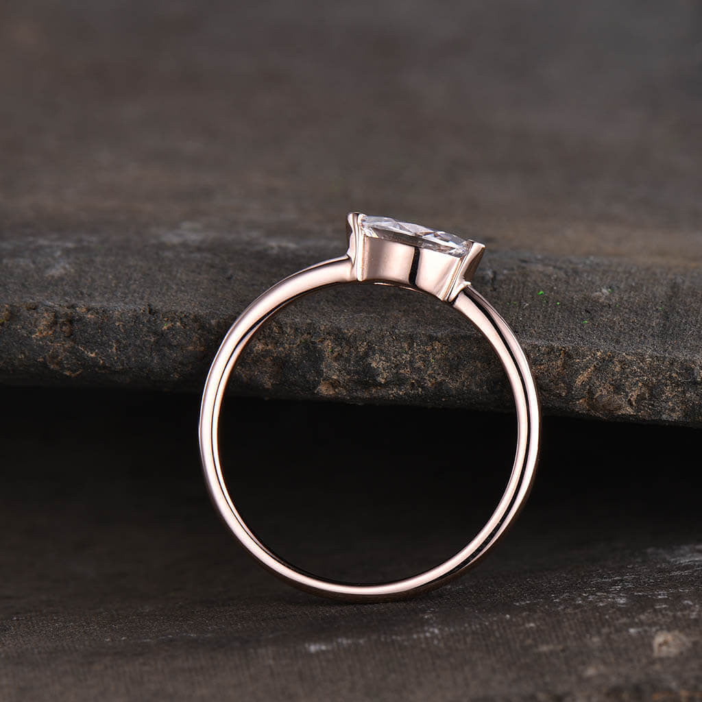 Solitaire Marquise Cut Moissanite Wedding Ring for Women - 14K Rose Gold Engagement Band, Durable & Hypoallergenic - Perfect for Proposals, Anniversaries & Bridal Jewelry