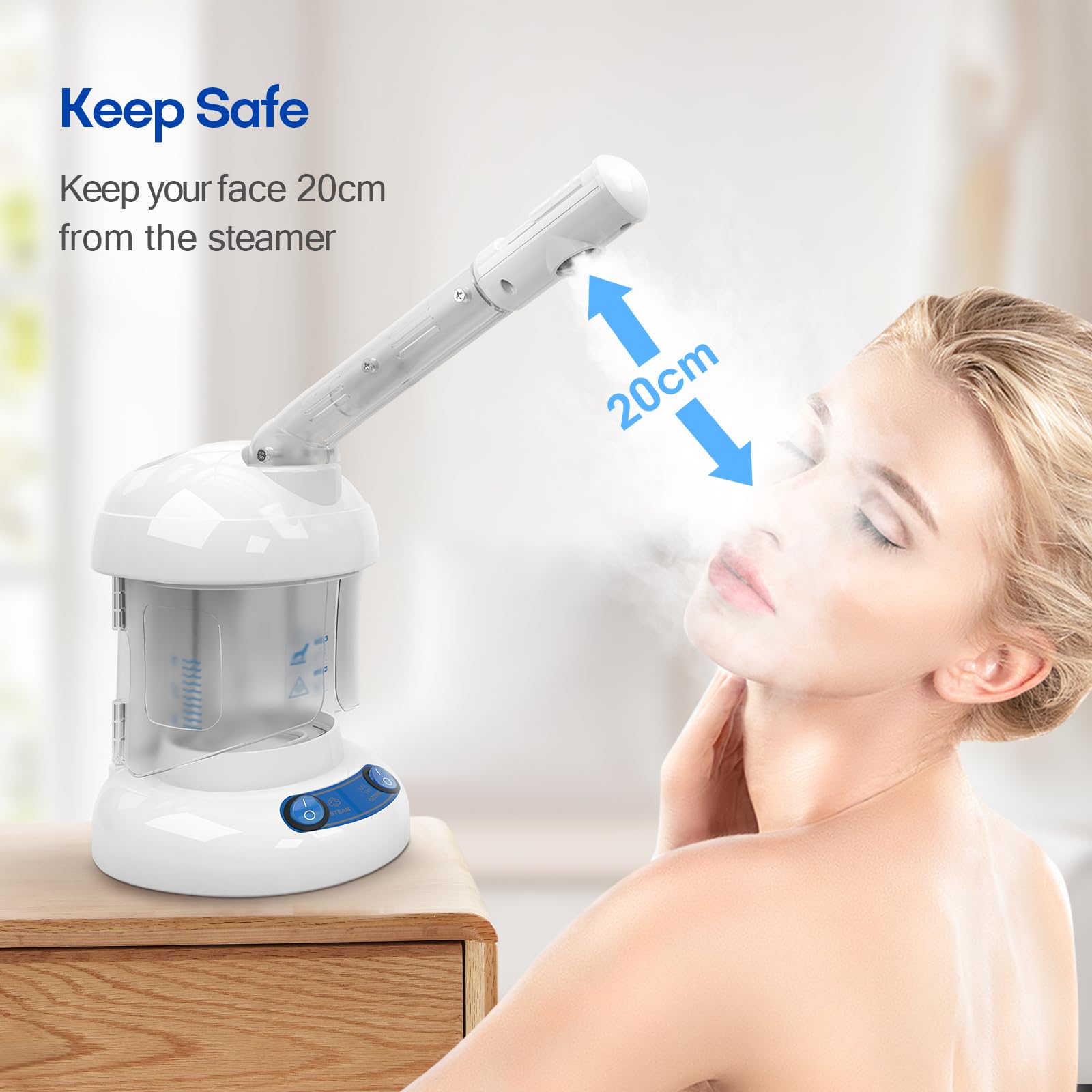 DEER BEAUTY Nano Ionic Facial Steamer - Professional Portable Face Steamer for Home & Salon Use | Deep Cleansing, Hydration & Skin Care | Perfect for Spa Days, Blackhead Removal & Relaxation