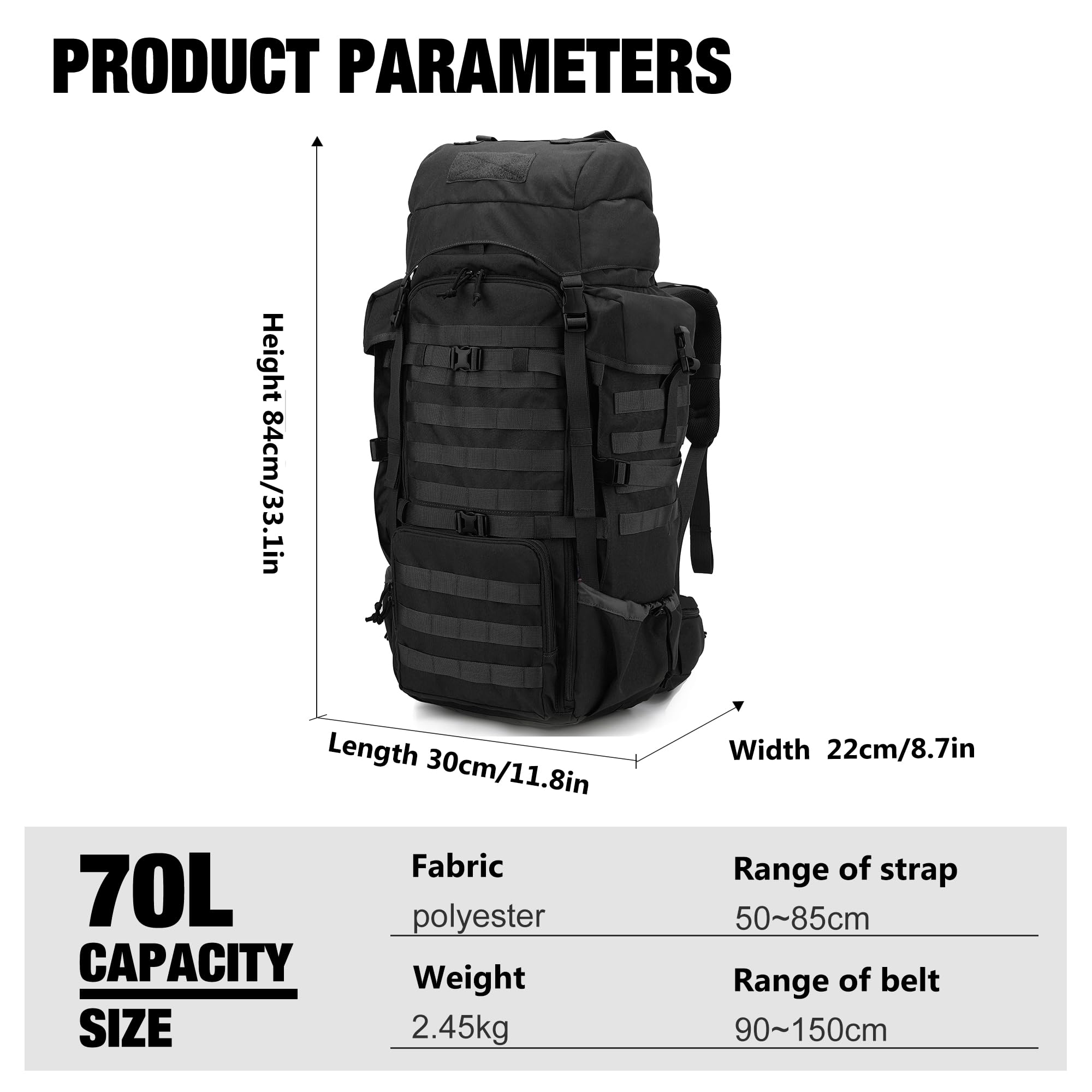 Mardingtop 70L Internal Frame Backpack - Waterproof Hiking Backpack for Men & Women, Lightweight Camping Backpack with Rain Cover - Perfect for Outdoor Adventures, Hunting, Trekking & Travel