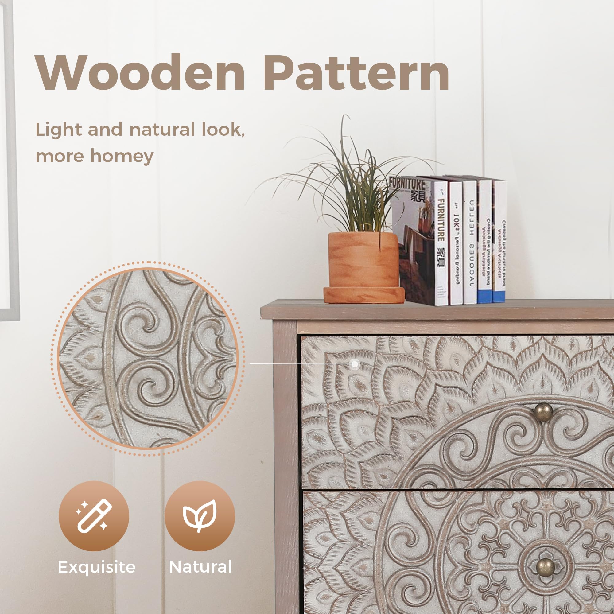 MAISON ARTS 3-Drawer Farmhouse Dresser - Solid Wood Bedroom Chest with Rustic Legs | Perfect for Living Room, Hallway, Entryway & Nightstand Storage | Organize Clothes, Linens & Home Decor