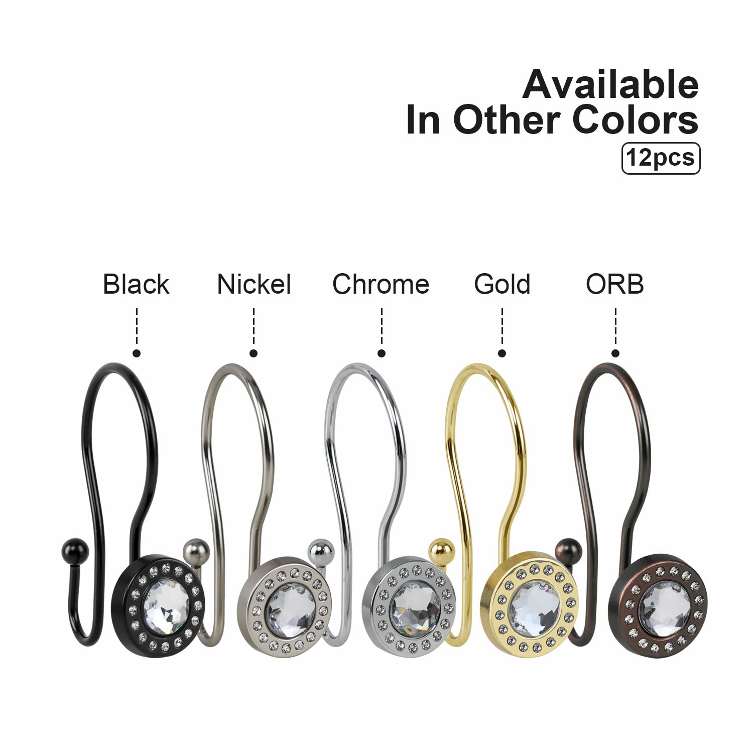 Utopia Alley Brushed Nickel Double Shower Curtain Rings - Rust Resistant Bathroom Accessories - Set of 12 Shower Hooks for Bath & Shower - Perfect for Modern Bathrooms & Spa Retreats