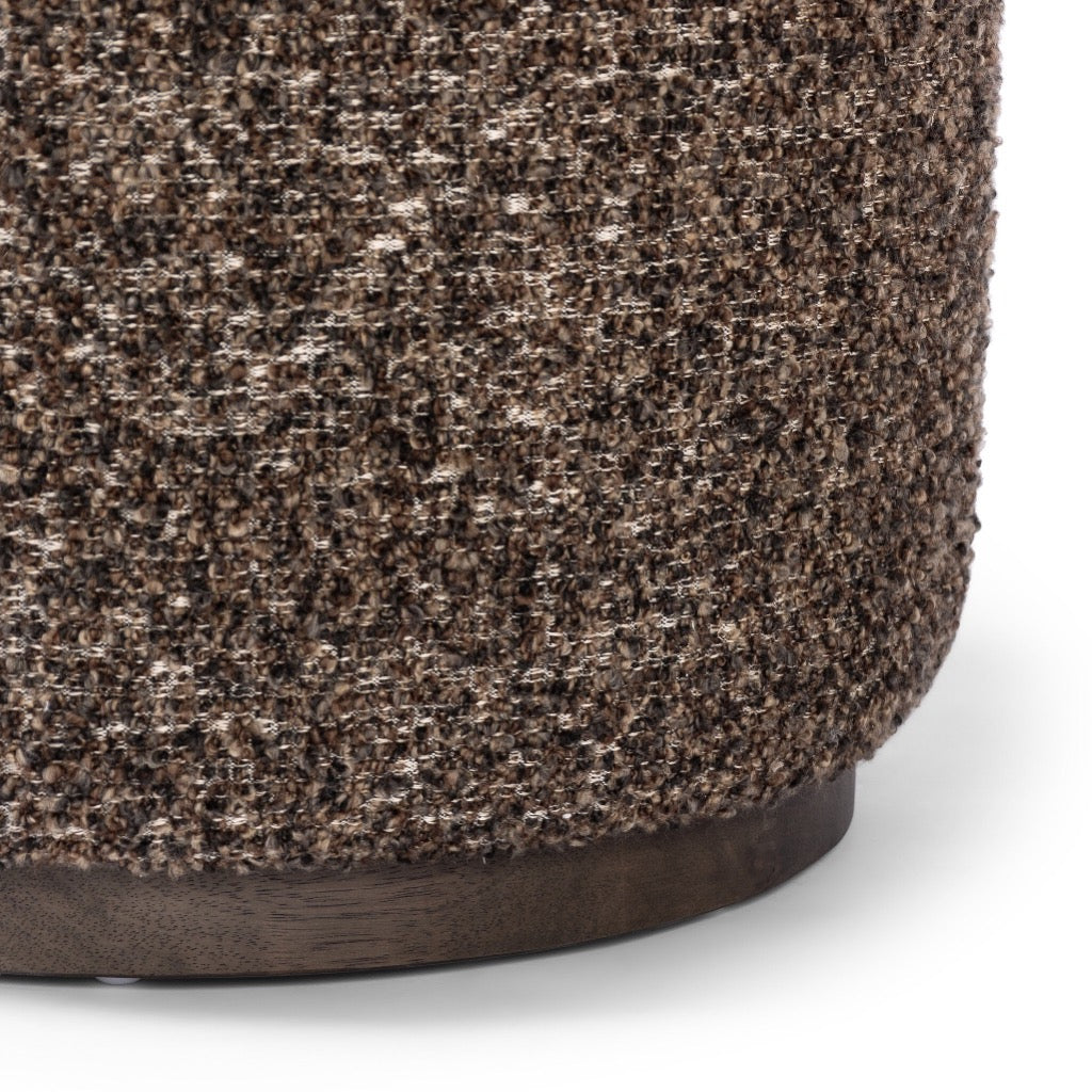Sinclair Round Ottoman with Ivan Granite Fabric - Perfect for Living Room, Bedroom & Home Decor