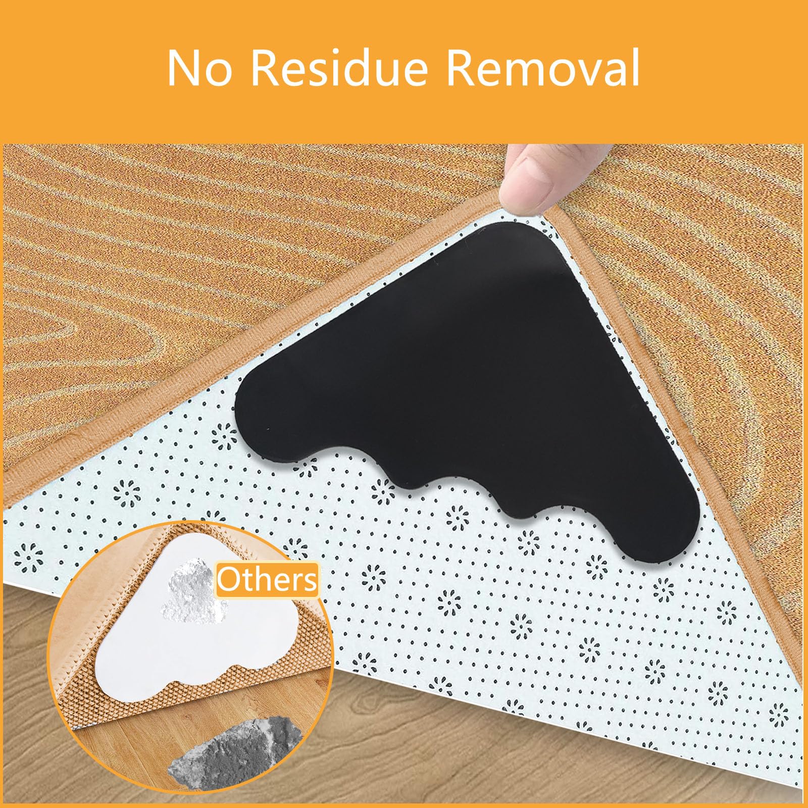 12-Pack Double Sided Carpet Tape - Non Slip Rug Gripper for Hardwood, Tile & Laminate Floors | Washable, Reusable & Traceless Rug Pad Grips | Perfect for Securing Rugs, Carpets & Area Rugs on Smooth Surfaces