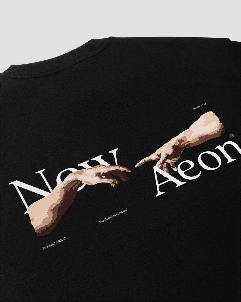 NAEON CREATION OF ADAM Heavyweight Cotton T-Shirt for Men - Black Graphic Tee - Casual Streetwear & Art Lovers Fashion - Perfect for Everyday Wear, Outings & Gifts
