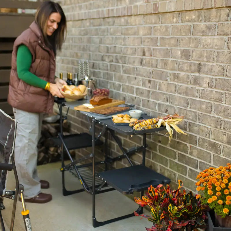 Slim Fold Cook Station™ - Portable Compact Folding Cooking Table for Outdoor Camping, Picnics & Small Kitchens | Perfect for RV, Tailgating & Home Use