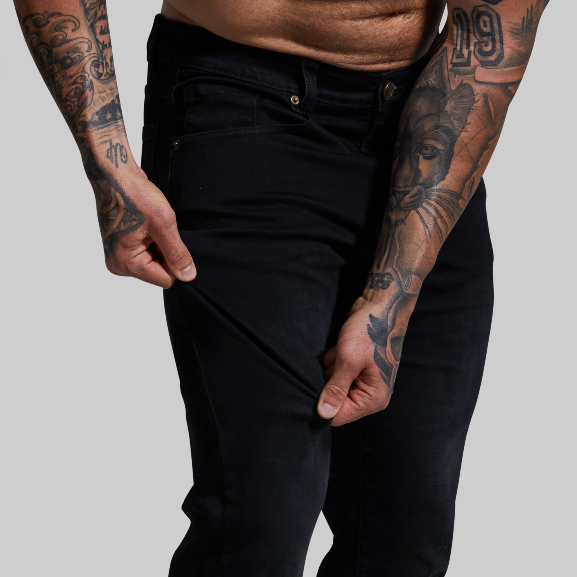 FLEX Stretchy Athletic Fit Jeans for Men & Women - Comfortable Slim Fit Denim Pants (Black) - Perfect for Workout, Yoga, Gym & Casual Wear