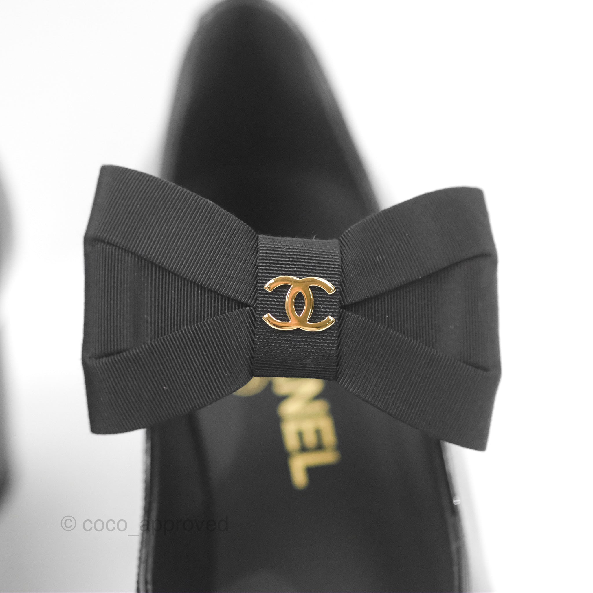 Chanel CC Ribbon Mary Jane Block Heels Black Patent Leather Pumps for Women | 24C Collection | Perfect for Weddings, Parties & Formal Occasions