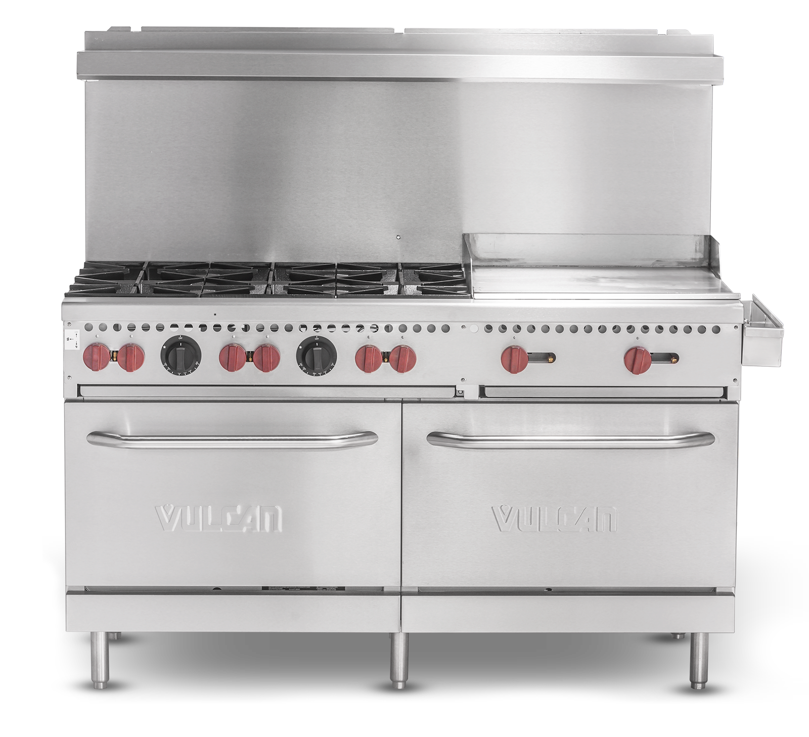 Vulcan SX60F 6 Burner Commercial Gas Range with 24 Inch Griddle & 2 Ovens - Natural Gas - Perfect for Restaurants, Catering & High-Volume Cooking