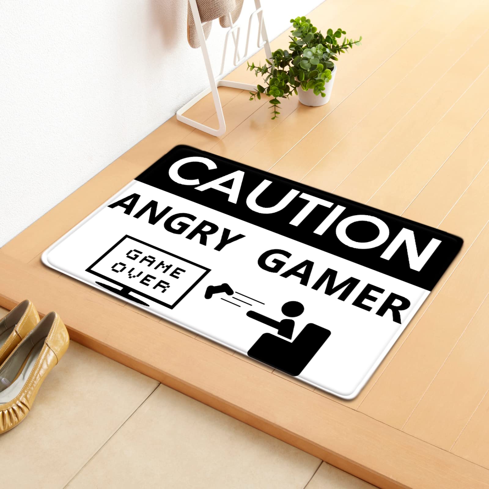 Washable Runner Rug for Hallway, Entryway, Kitchen & Bathroom - Non-Slip Floor Mat with Black Letters (40x60cm, Rounded Corners) - Perfect for High Traffic Areas, Indoor Doormat & Home Decor