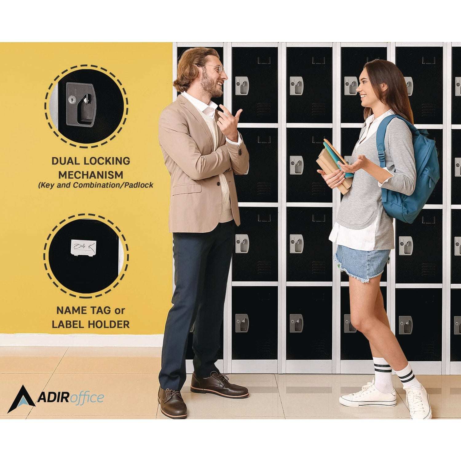 Steel Storage Locker with 6 Compartments - 12 x 12 x 72 Inches, Black - Heavy Duty Metal Cabinet for Office, School, Gym & Warehouse Organization