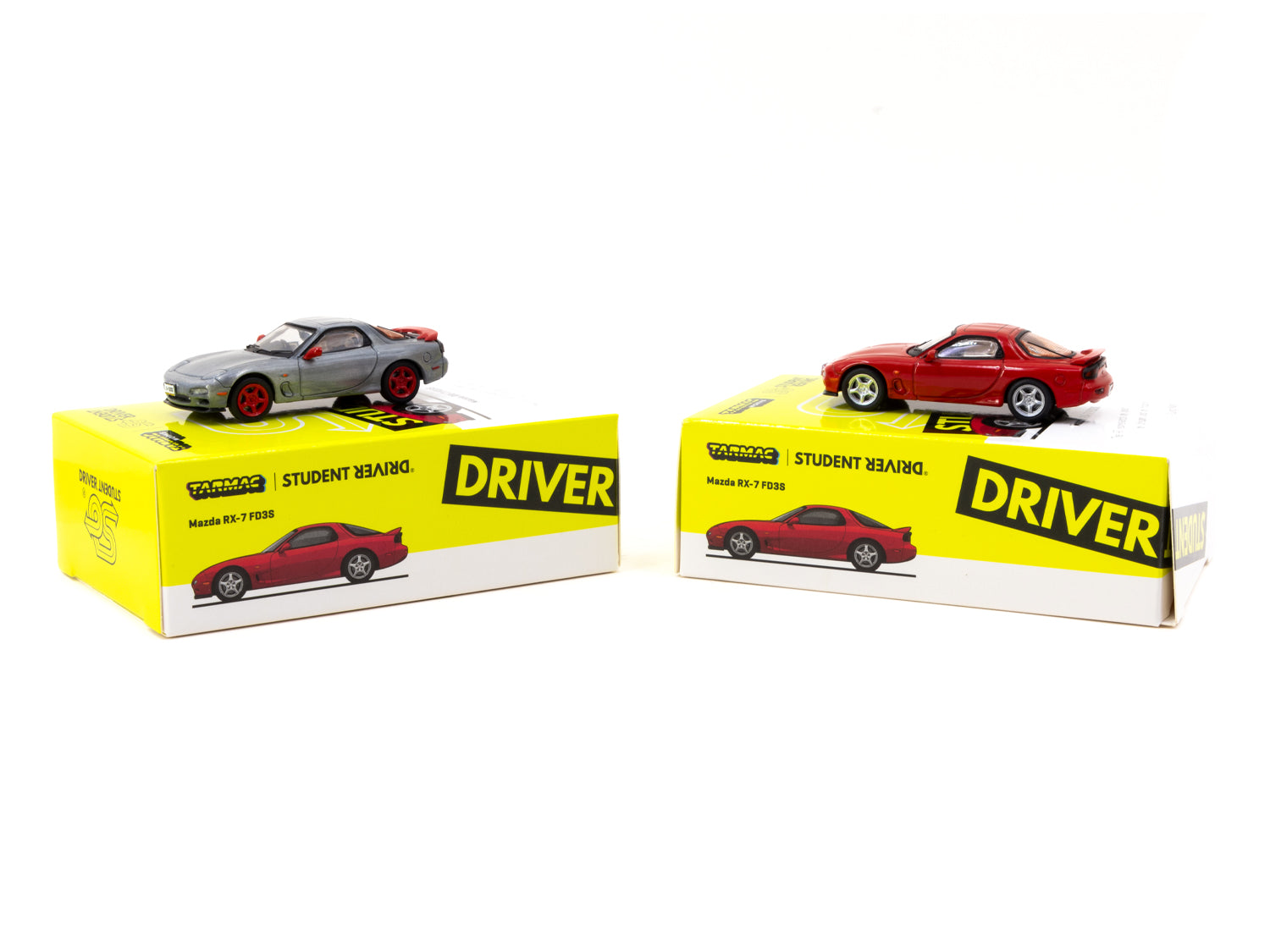 1/64 Scale Mazda RX-7 FD3S Red Diecast Model Car - J Collection x Tarmac Works x Student Driver COLLAB64 - Perfect for Collectors, Display & Racing Scenes
