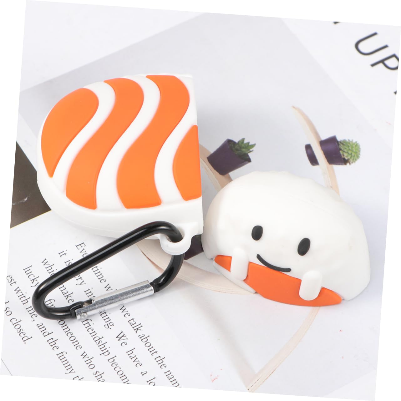 Salmon Sushi Shaped Silicone Earphone Covers - Anti-Slip, Dustproof Protection for Wireless Earbuds Cases (2-Pack) - Cute Accessories for AirPods, Galaxy Buds & More