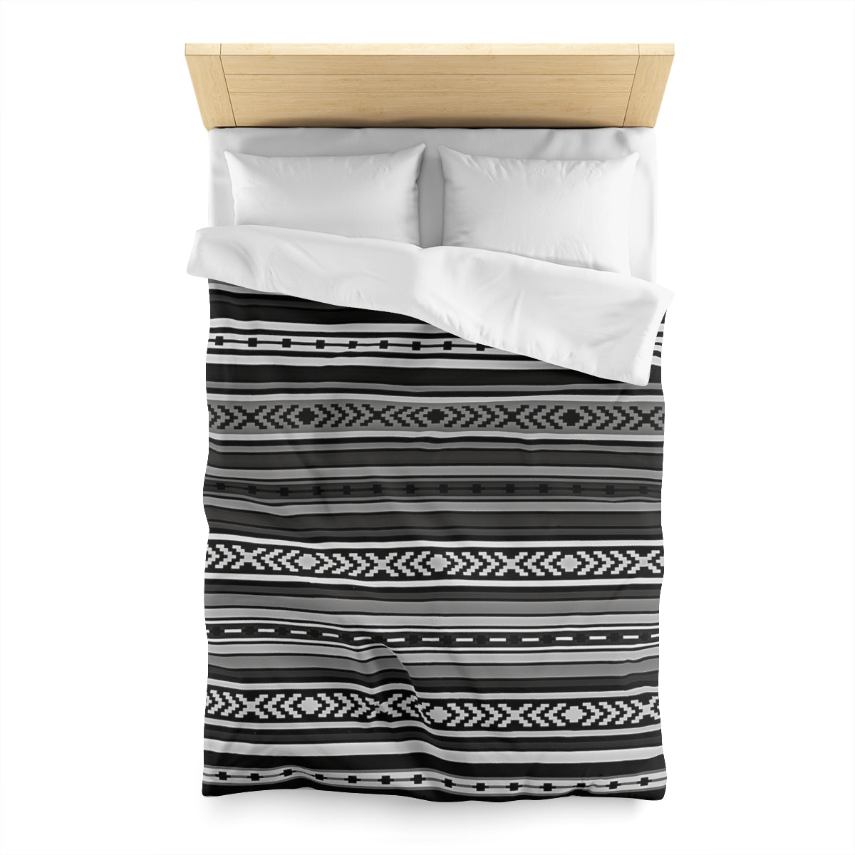 Santa Fe Gray Microfiber Polyester Duvet Cover Set with Invisible Zipper - Southwestern Style Bedding for Queen, King, Full & Twin Size - Perfect for Guest Rooms, Master Bedrooms & Vacation Homes