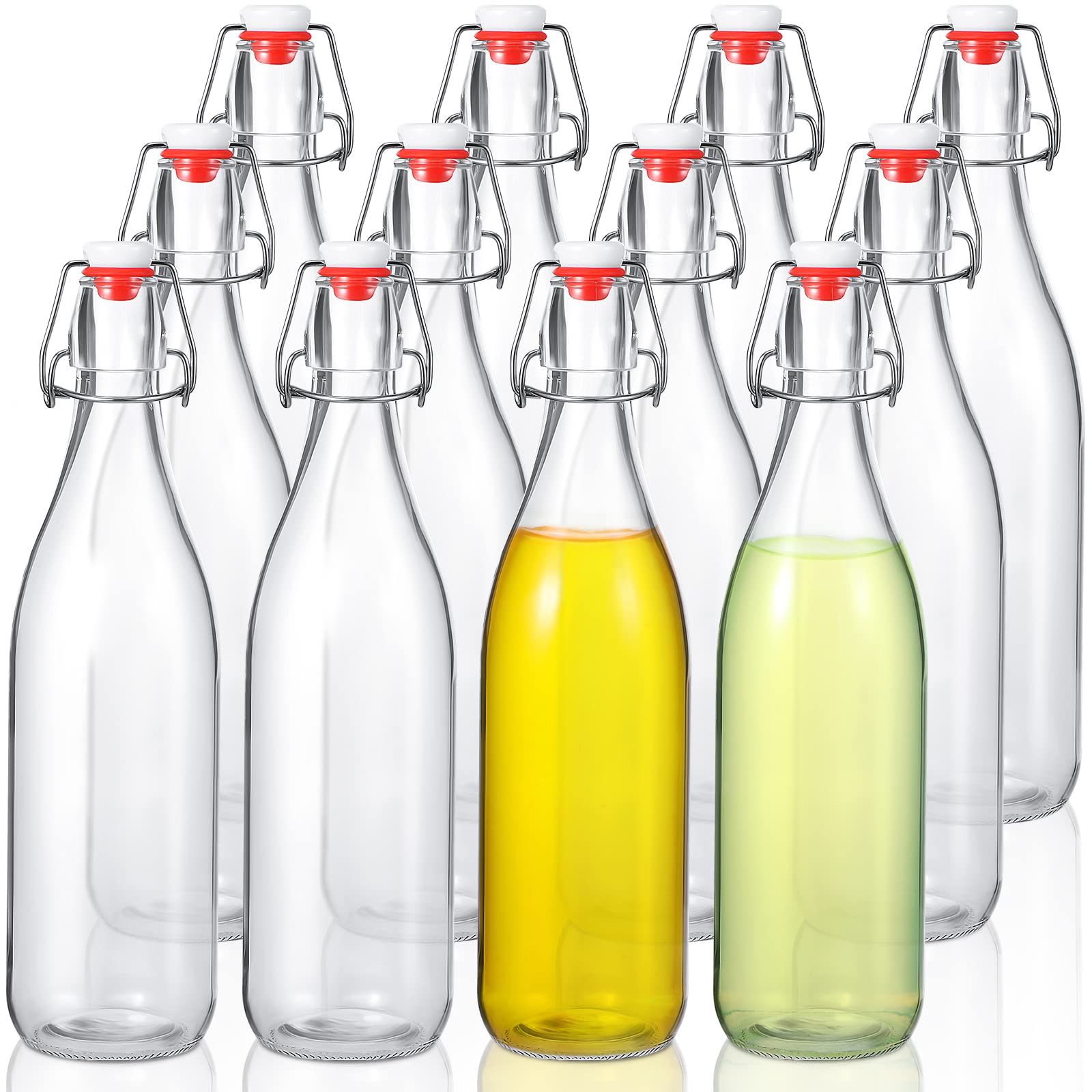 Aoriher 25 oz Flip Top Glass Bottles with Airtight Lids - 12 Pack Red Homebrew Bottles for Kombucha, Beer, Water, Soda, Syrup & Kefir | Perfect for Fermenting, Storing & Serving Homemade Beverages