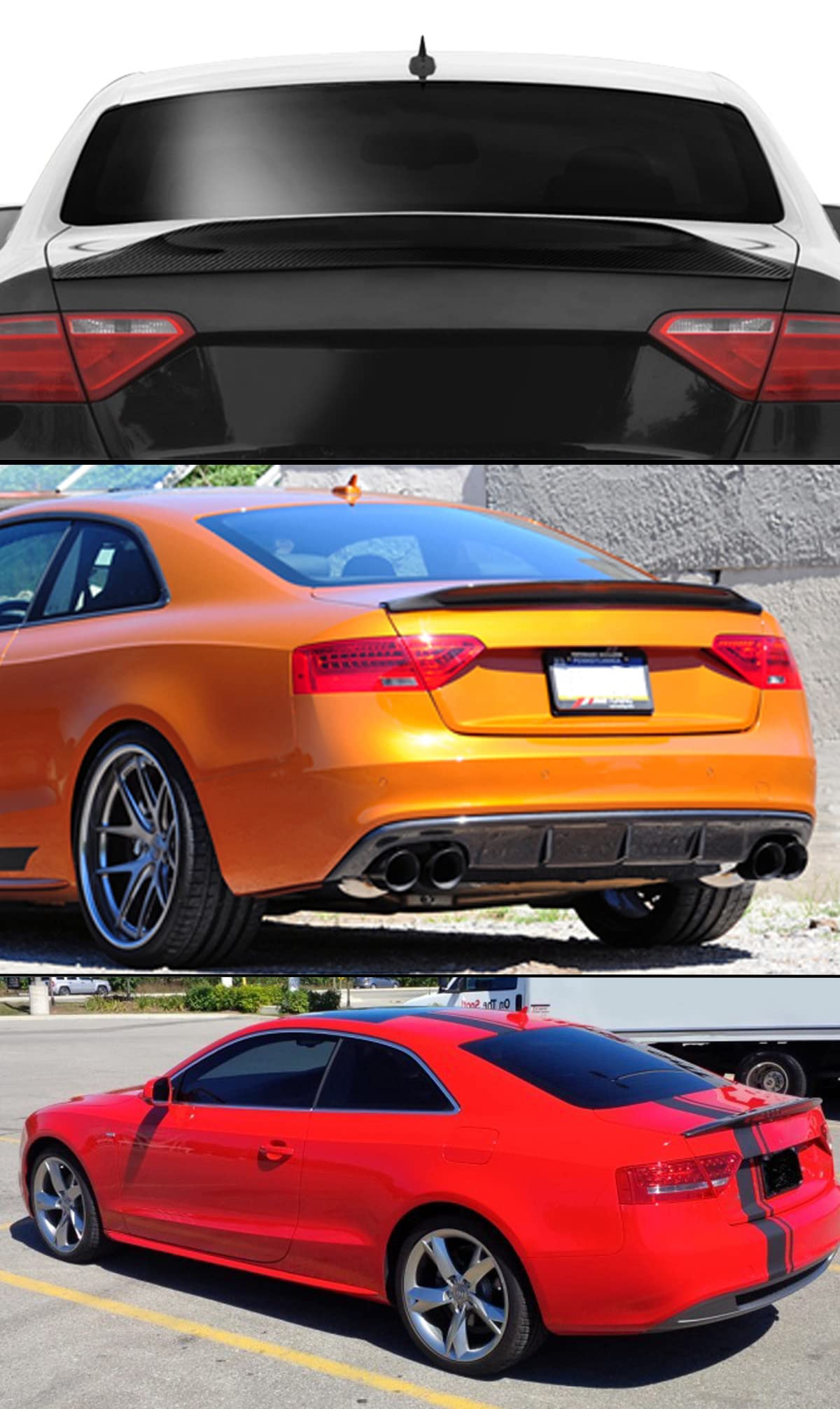 Carbon Fiber Highkick Trunk Lid Spoiler Wing for 2009-2016 Audi S5 RS5 - Aggressive CAT Style Rear Lip - Enhances Aerodynamics & Sporty Look for Street Racing & Car Shows