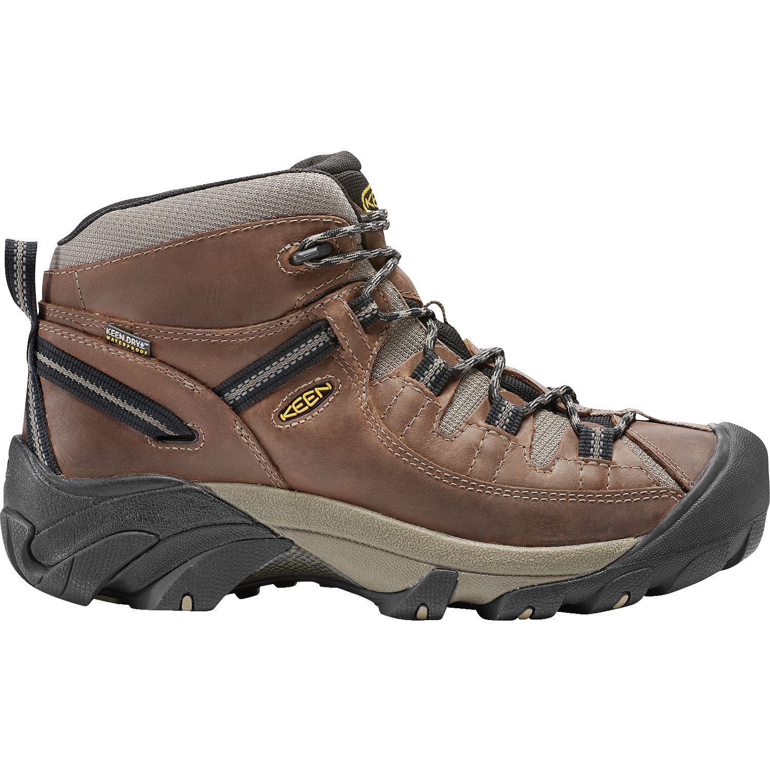 KEEN TARGHEE II MID WP Men's Hiking Boots - Waterproof & Durable for Outdoor Adventures (Shitake/Brindle) - Perfect for Trail Hiking, Camping & Mountain Climbing