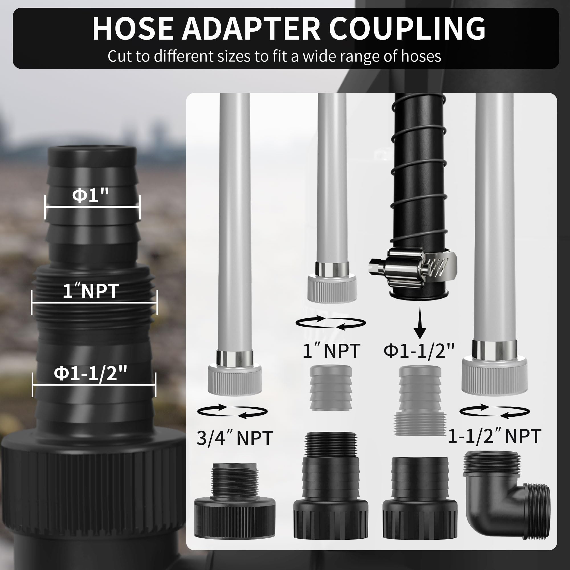 1/2HP Submersible Sump Pump - 2394GPH High Capacity Water Pump with 3/4