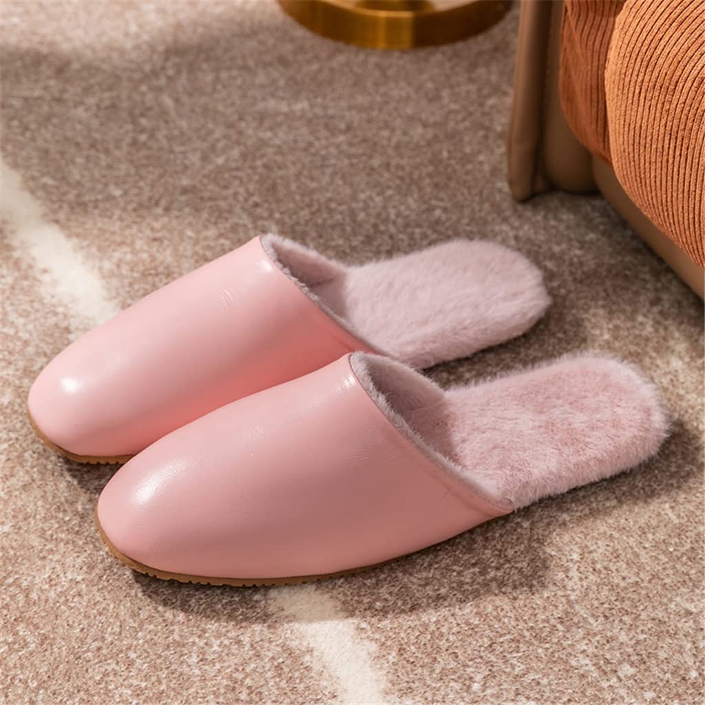 Women's Winter Indoor Non-Slip Leather Slippers with Comfortable Tendon Sole - Cozy Home Footwear for Relaxing & Lounging (Color A, Size 38/39) | Perfect for Housewarming Gifts, Spa Days & Cold Weather Comfort