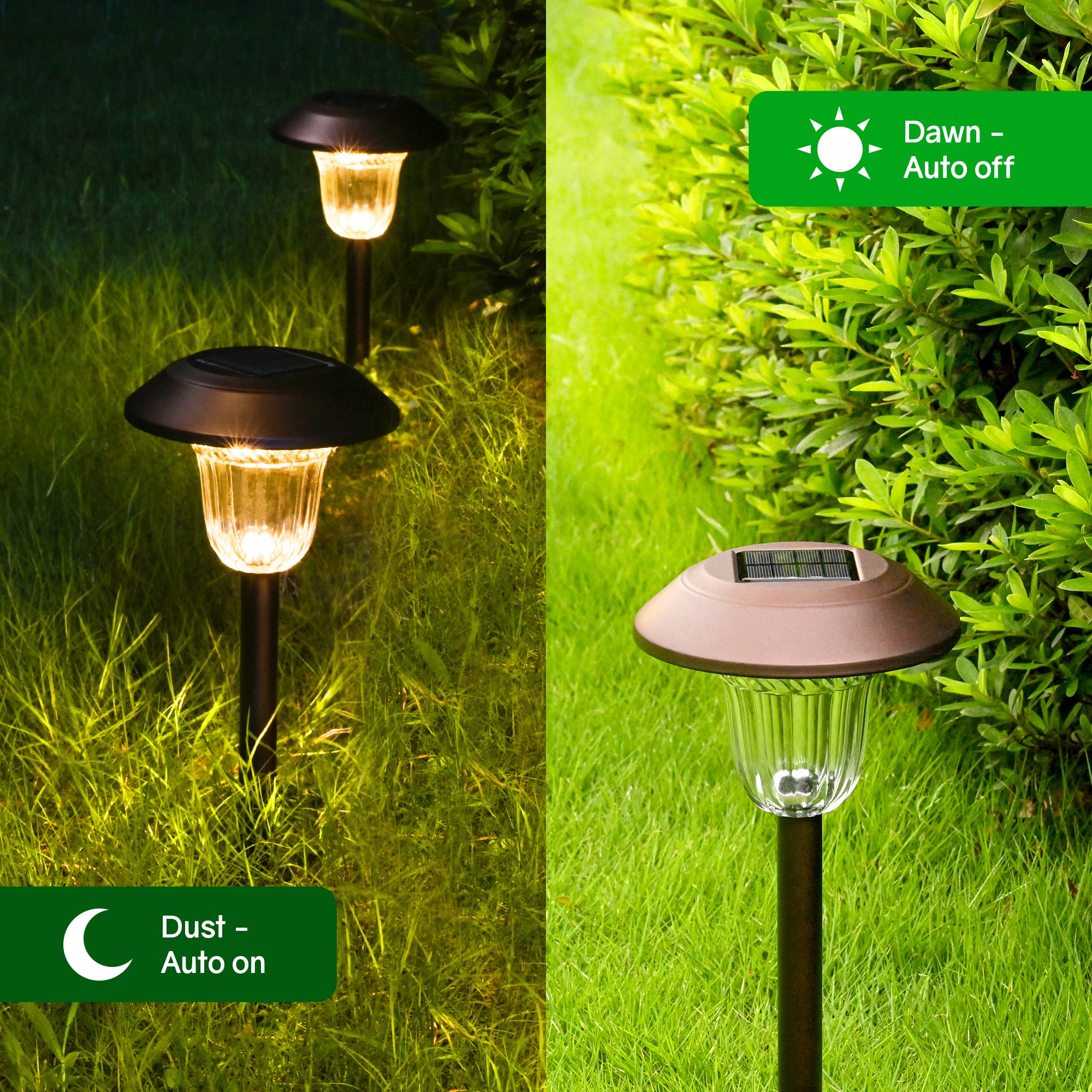 SOLPEX 4 Pack Solar Pathway Lights - High Lumen Waterproof Outdoor Solar Garden Lights with Warm White LED for Driveway, Walkway, Lawn & Landscape - Perfect for Patio, Backyard, Garden Decor & Night Safety Lighting