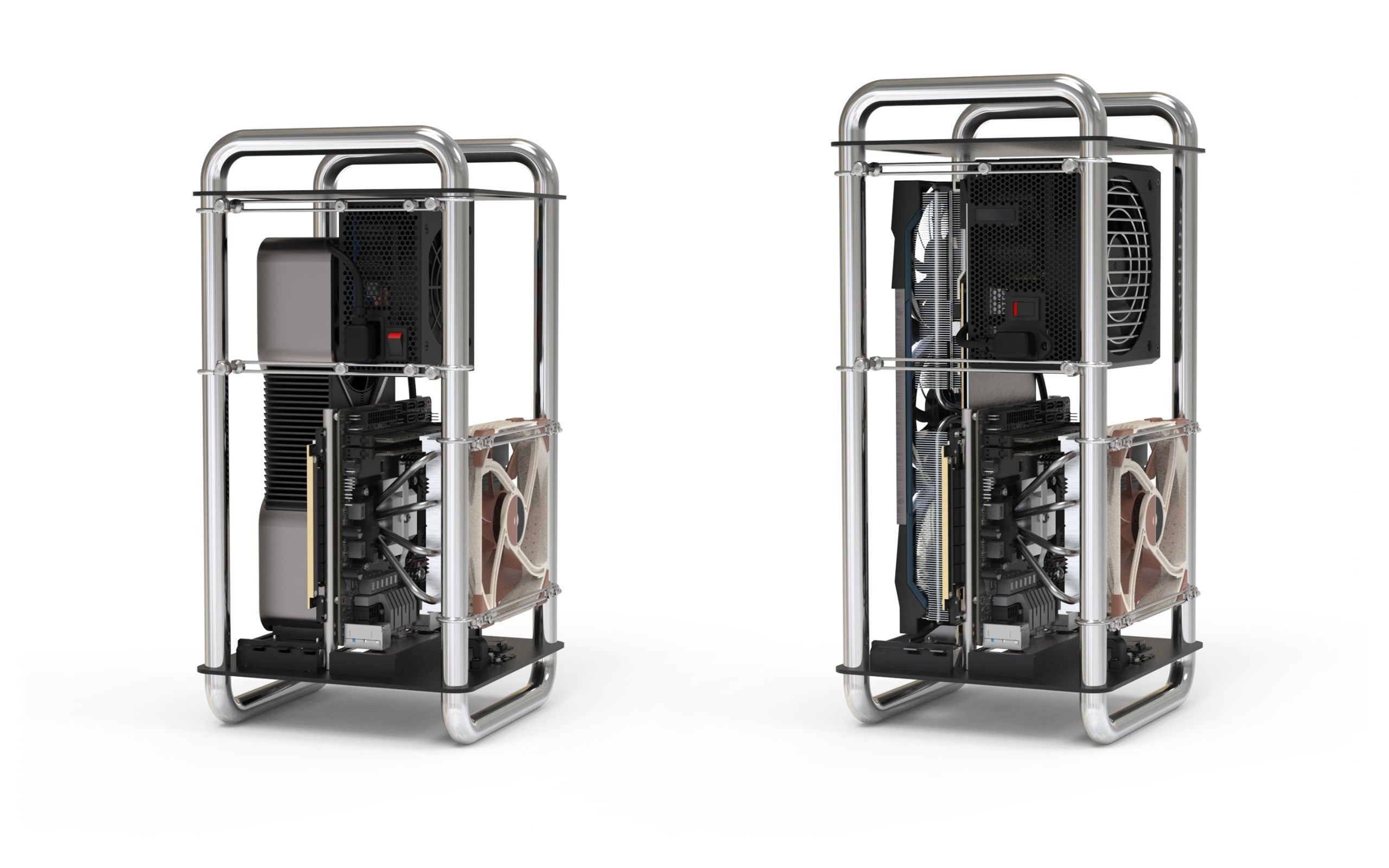 Streacom DA6 XL Open Frame ITX PC Case - Chrome & Black - Compact Gaming & Workstation Builds for Enthusiasts