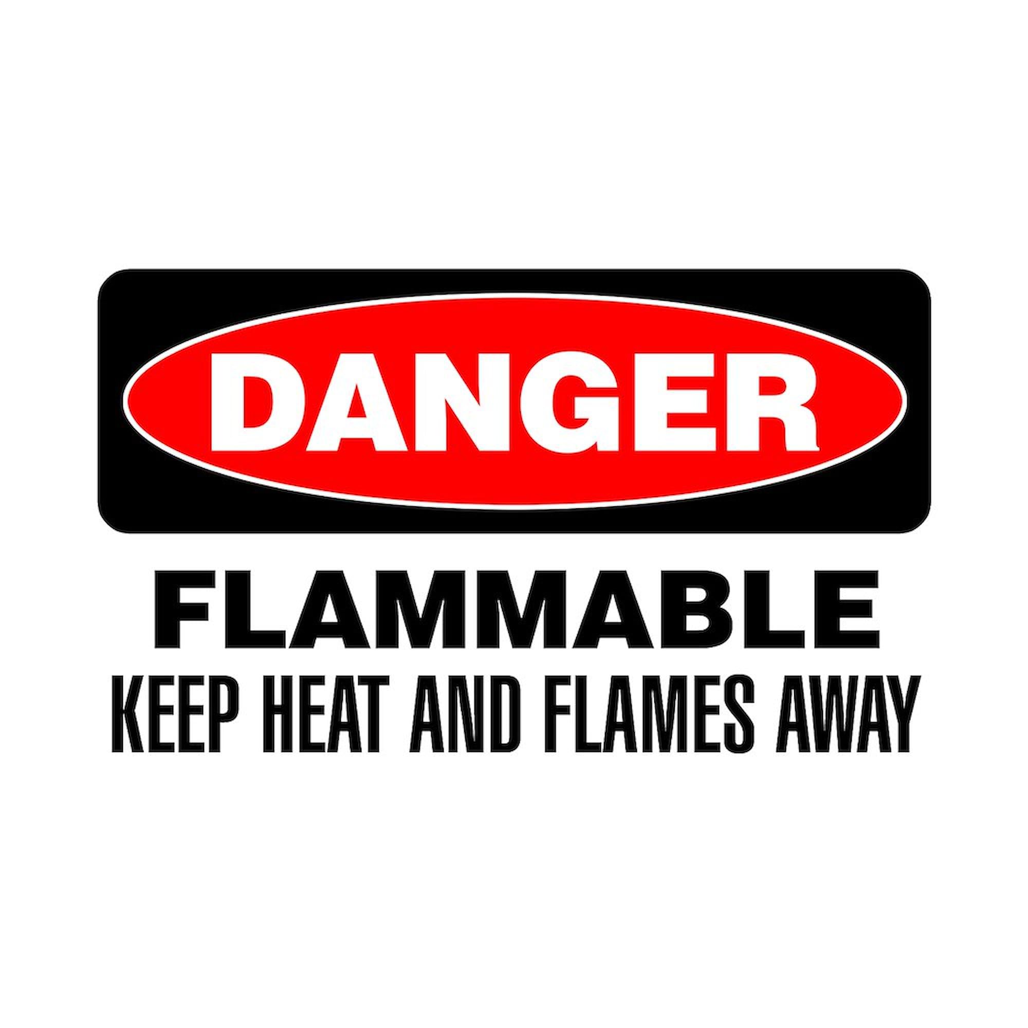 Danger Flammable Keep Heat and Flames Away Rectangle Sticker - Bumper Decal for Cars, Trucks, Laptops & Safety Equipment | High-Quality Vinyl Sticker for Workplace, Laboratories & Hazardous Areas