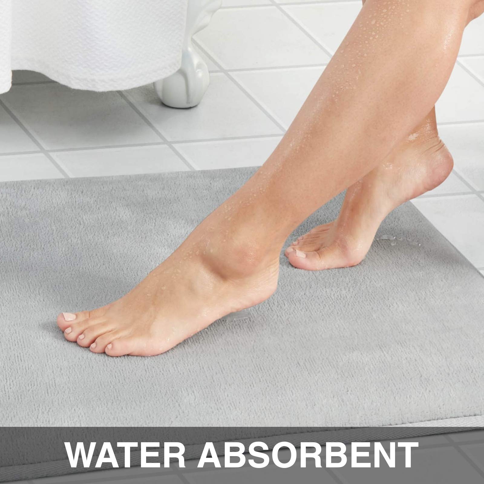 Genteele Memory Foam Bath Mat - Non-Slip Absorbent Super Soft Velvet Bathroom Rug (24