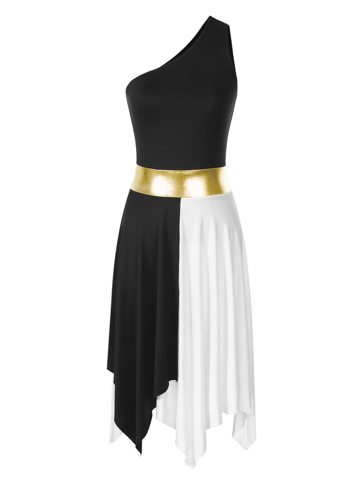iiniim Women's Sleeveless Color Block Worship Dance Dress - Flowy Lyrical Dance Costume for Church Performances, Praise Team & Contemporary Christian Dance