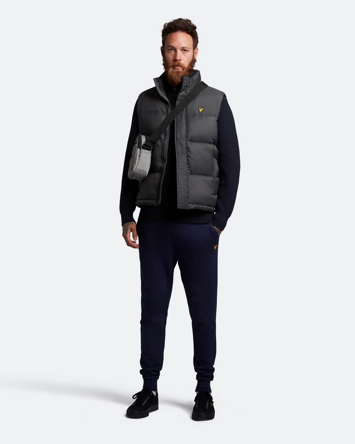Lyle & Scott Men's Ribbed Quarter Zip Sweater - Charcoal Marl | Casual & Workwear Pullover for Fall & Winter