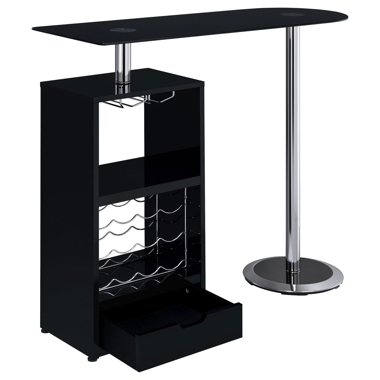 Black Bar Table with Wine Storage - Coaster Furniture 120451 | Perfect for Home Bars, Dining Rooms & Entertaining Spaces