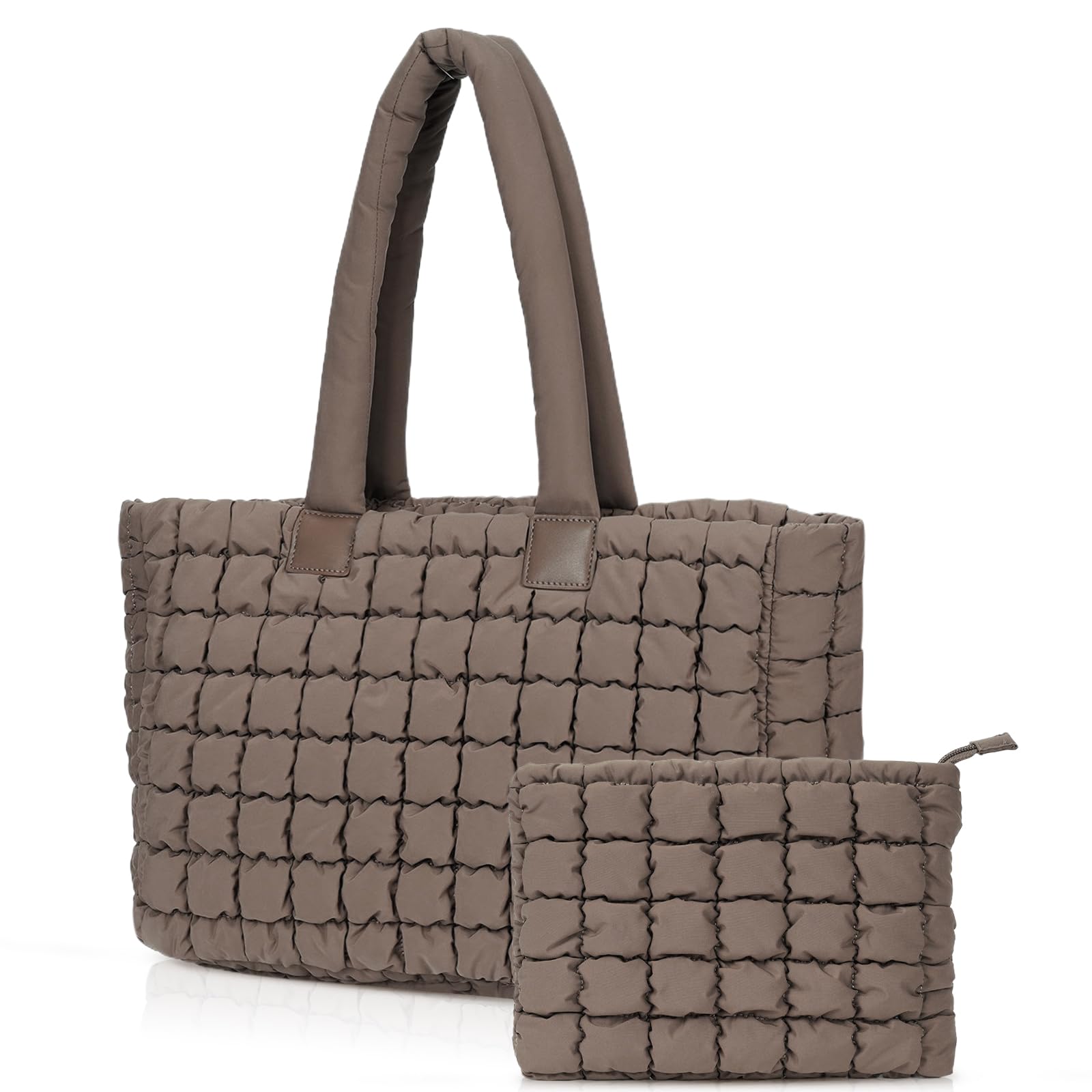 Juoxeepy Quilted Puffer Tote Bag for Women - Stylish Laptop Work Bag with Multiple Compartments | Perfect for Office, Business Travel & College (15.6 Inch)