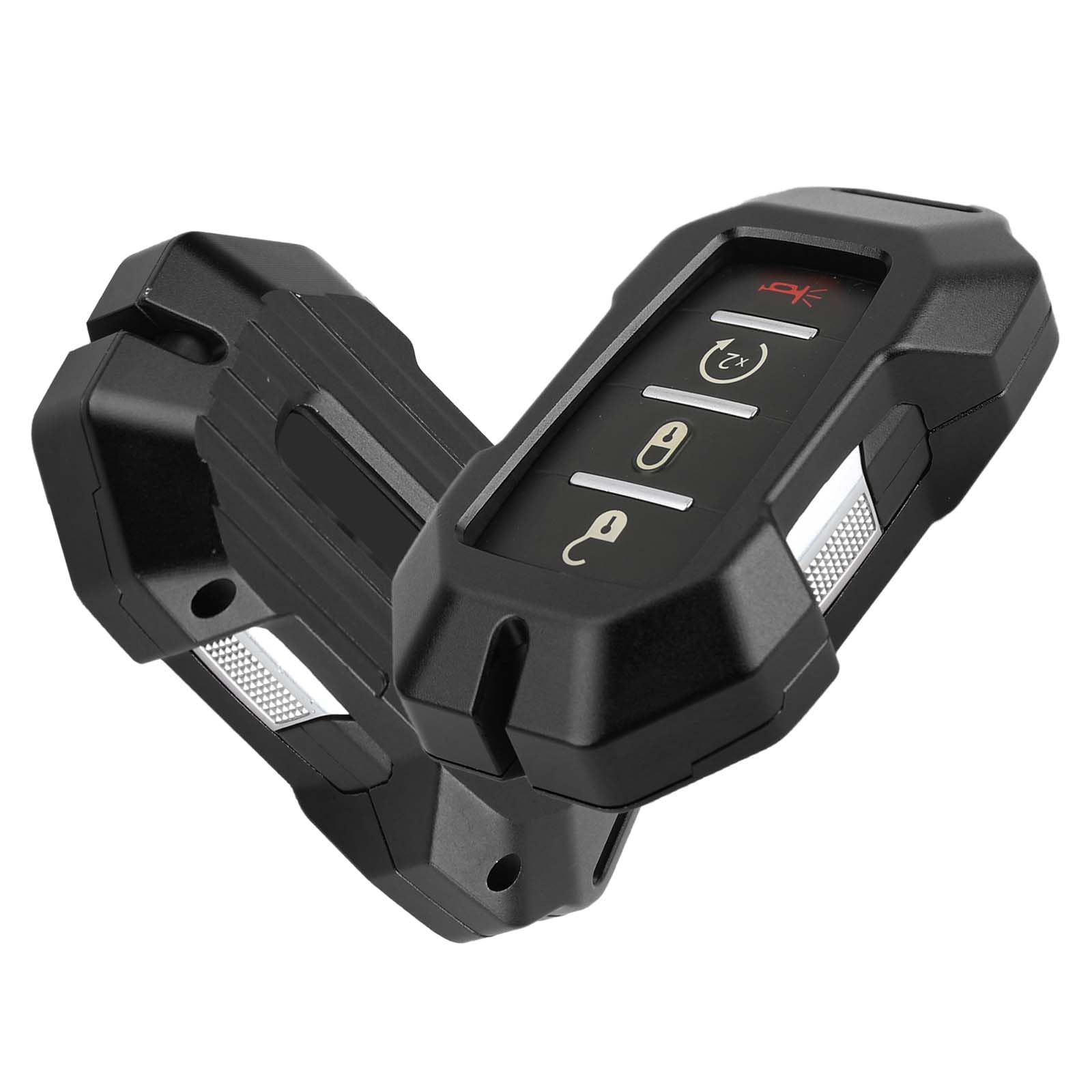 Dodge Ram Key Fob Cover (2018-2023) - Aluminum Alloy Smart Key Case for Ram 1500/2500/3500 with 4 Buttons Keyless Entry - Durable Key Shell Protector (Black) | Perfect for Truck Owners & Off-Road Adventures