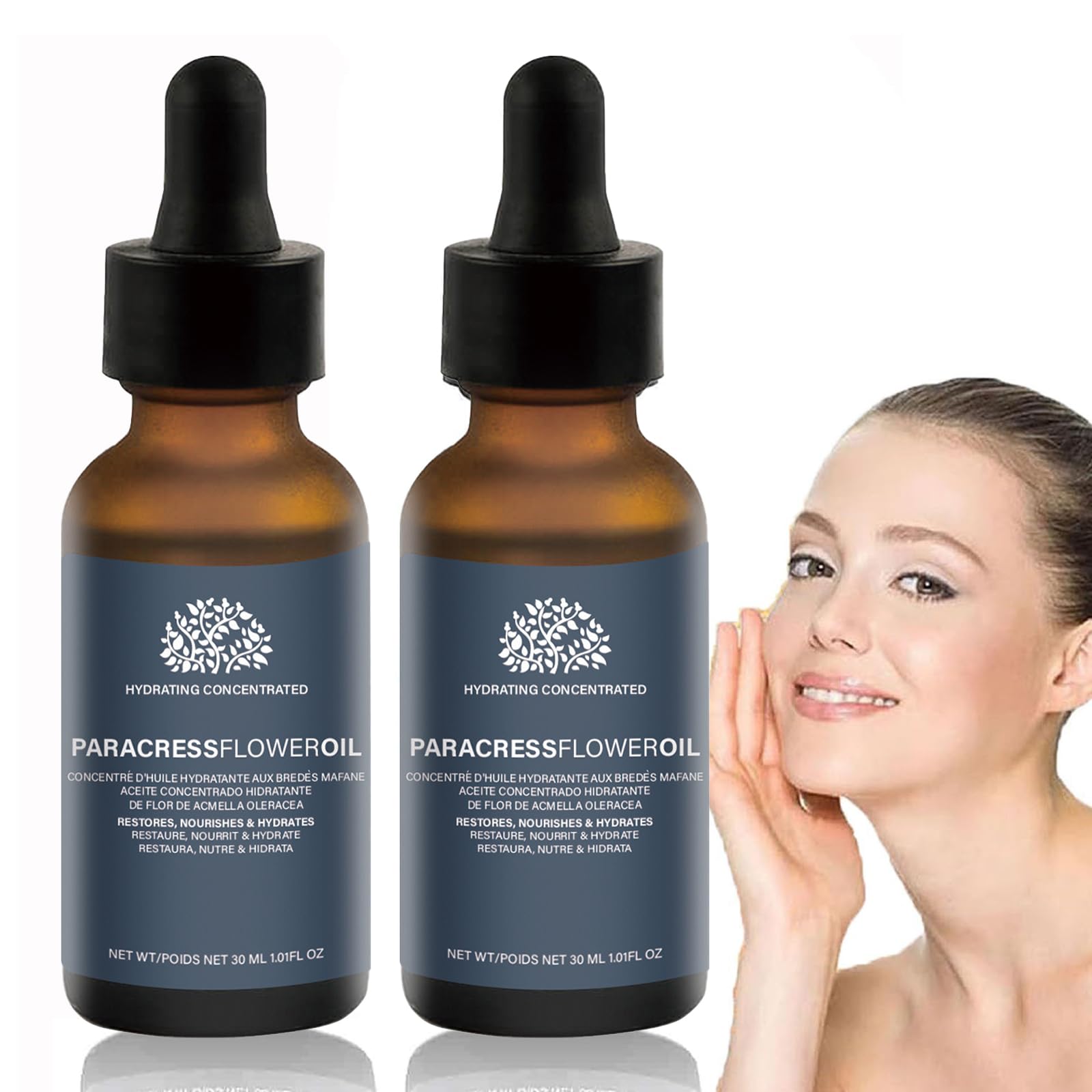 Organic Paracress Facial Oil & Serum Set - 2PCS Cold Pressed Anti-Aging Treatment for Smoothing Fine Lines & Wrinkles | Suitable for All Skin Types | Daily Skincare Routine & Nighttime Hydration