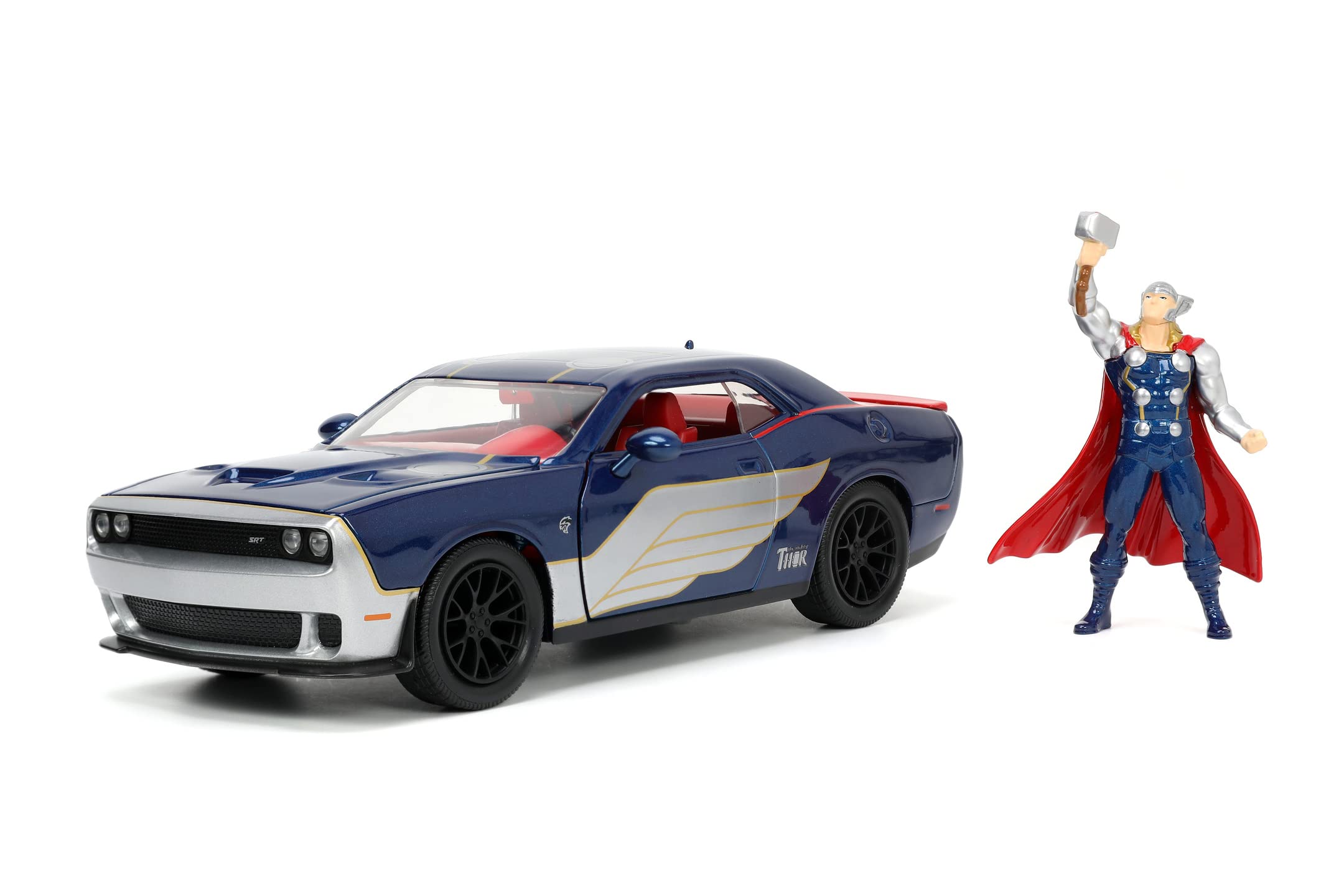Jada Toys Marvel Thor 2015 Dodge Challenger 1:24 Scale Die-Cast Model Car – Collectible Action Figure for Superhero Fans & Car Enthusiasts – Perfect for Display, Gifts, and Marvel Movie Collections