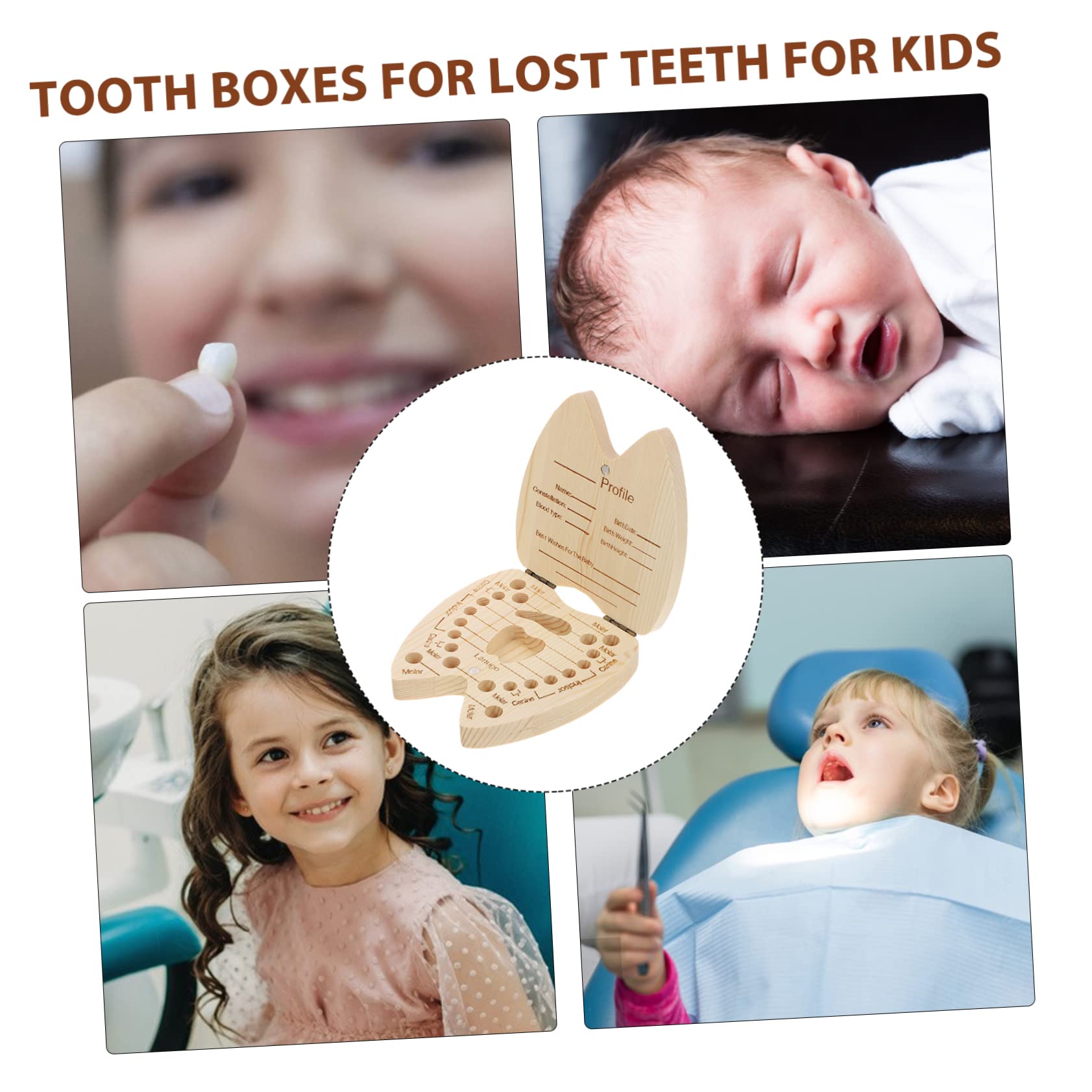 BIUDECO Wooden Tooth Storage Box - Kids Tooth Holder for Baby Teeth & Childhood Memories | Perfect for Organizing and Preserving Lost Teeth as Keepsakes