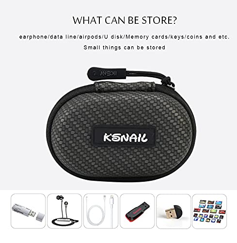 Mini Hard Shell Headphone Case with Hook - Portable Storage Organizer for AirPods/AirPods 2/AirPods Pro - Holds Earbuds, USB Cable & Memory Cards (Grey) - Perfect for Travel, Gym & Daily Commute