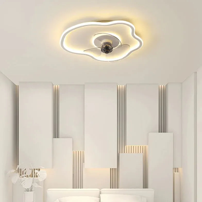 Modern White Irregular Ceiling Fan with LED Light - Energy Efficient Cooling & Stylish Lighting for Living Room, Bedroom, or Patio