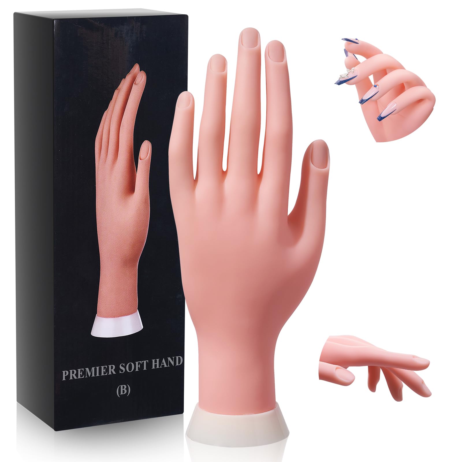 Flexible Practice Hand for Acrylic Nails - Bendable Nail Mannequin for Training & Nail Art Beginners | Perfect for Salon Practice, Home Learning & Professional Nail Technician Training