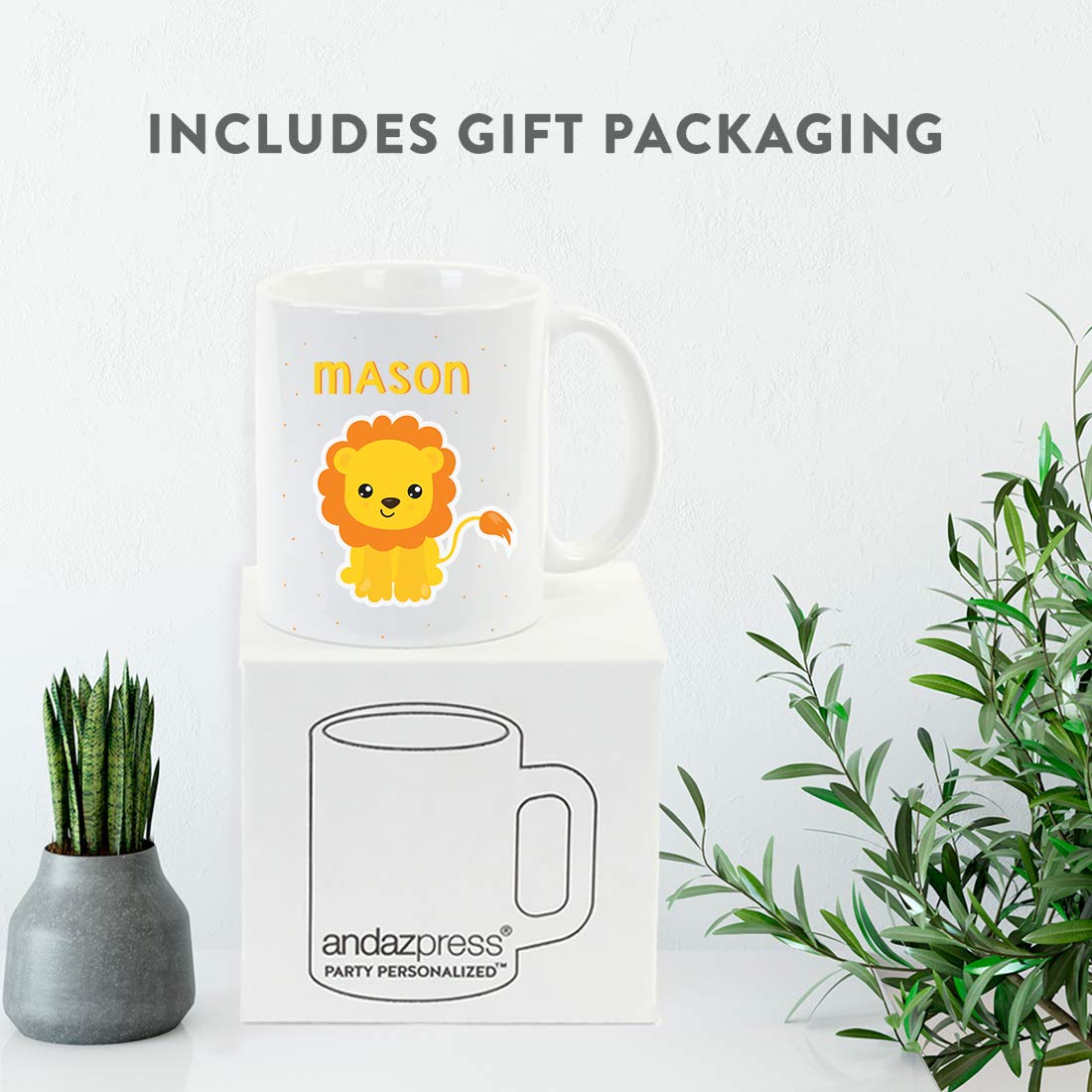 Personalized 11oz Kids Hot Chocolate Mug with Baby Lion Design - Custom Name Coffee Cup for Birthday & Christmas Gifts - Perfect for Toddlers, Children's Drinks & Holiday Celebrations