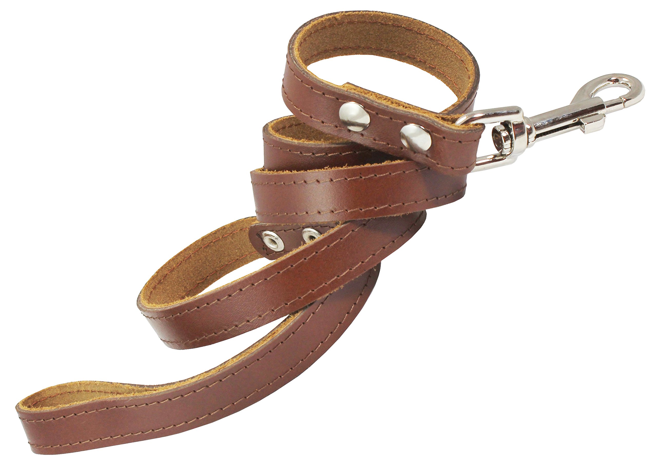 Premium Genuine Leather Dog Leash - 4FT Classic Pet Leash with 9 Size Options (XLarge 18mm/0.75