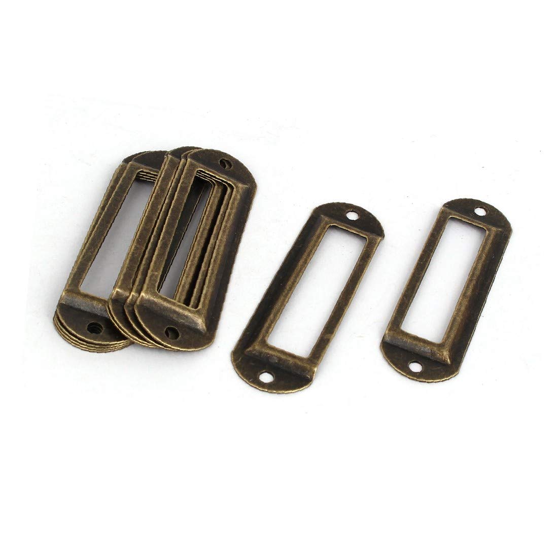 Bronze Metal Tag Holder Label Frame for Office & Pharmacy Drawers - 70mm x 21mm (10 Pack) - Perfect for Organizing Medical Supplies, Office Files, and Retail Product Labeling