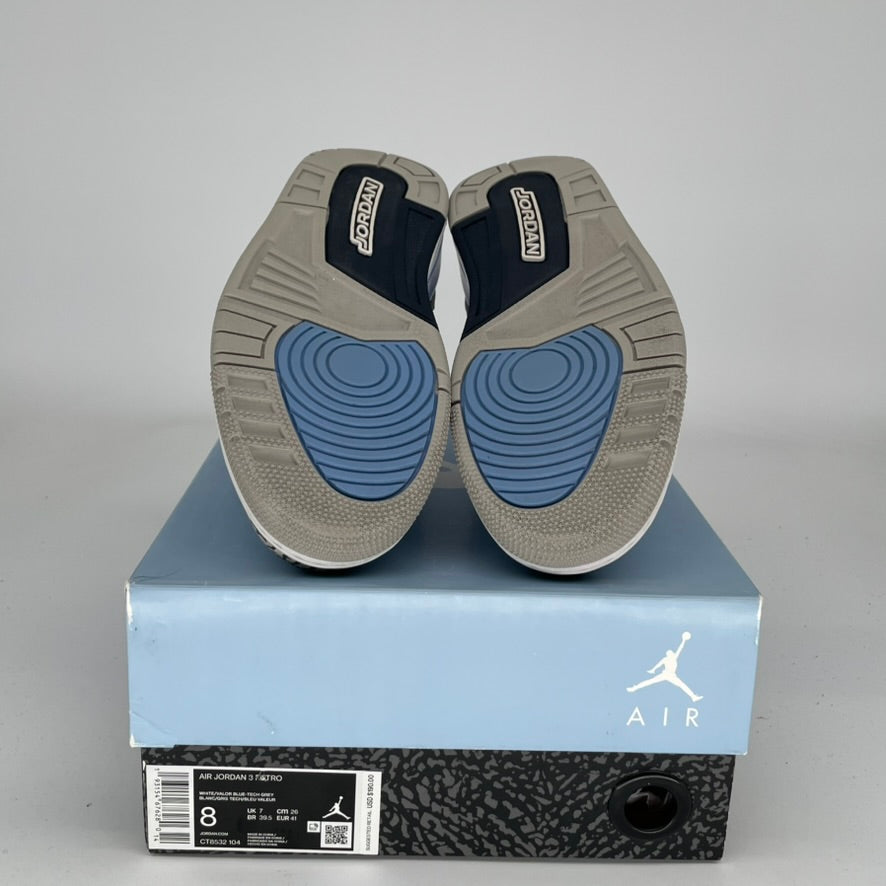 AIR JORDAN 3 UNC Men's Basketball Shoes Size 8 - Authentic Retro Sneakers CT8532-104 for Casual Wear & Street Style