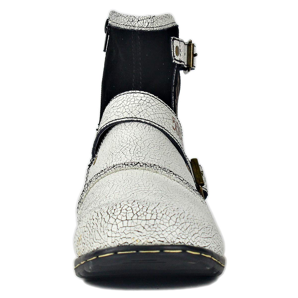 OSSTONE Men's Fashion Moto Boots - Leather Zipper-Up Chukka Boots, Retro Style Casual Shoes (OS-5008-1-DA1B1) - Perfect for Motorcycle Riding, Urban Streetwear & Everyday Wear