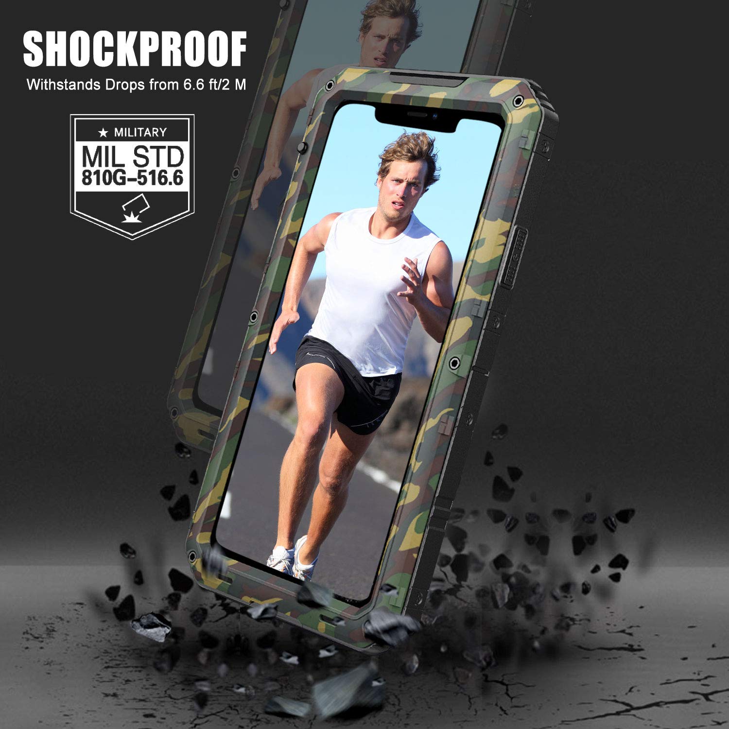 Mitywah Heavy Duty Military Grade Waterproof Case for iPhone 11 Pro Max - Shockproof Full Body Protection with Built-in Screen Protector & Sturdy Metal Frame | Perfect for Outdoor Adventures, Hiking, and Extreme Sports (Camouflage Design)