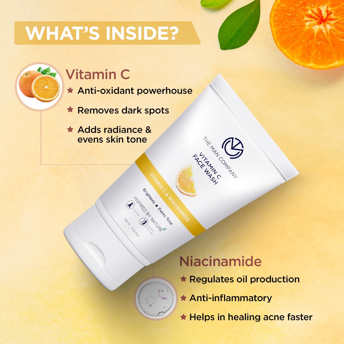 The Man Company Ultimate Vitamin C Face Care Kit with Face Wash & Serum - Boost Collagen, Brighten & Glow for Men - Soft & Supple Skin Care Set (2 Items) - Perfect for Daily Skincare Routine & Gifts