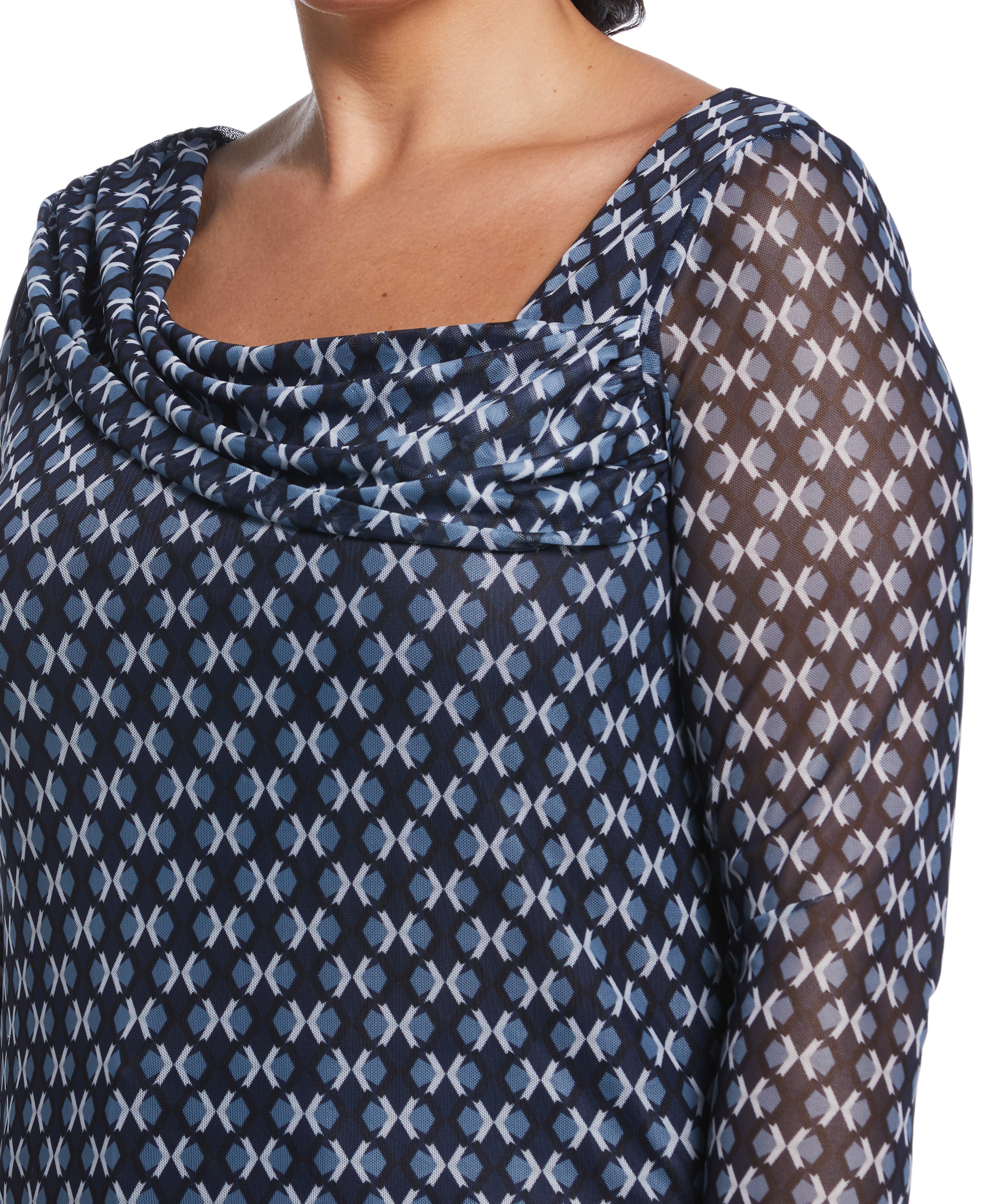 Stylish Printed Mesh Drape Neck Top for Women - Trendy Summer Blouse for Casual Outings & Date Nights