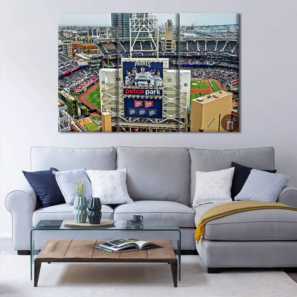 TUMOVO Petco Park Baseball Stadium Canvas Wall Art - Multi Panel Framed Painting for Home Decor, Living Room, Office (60