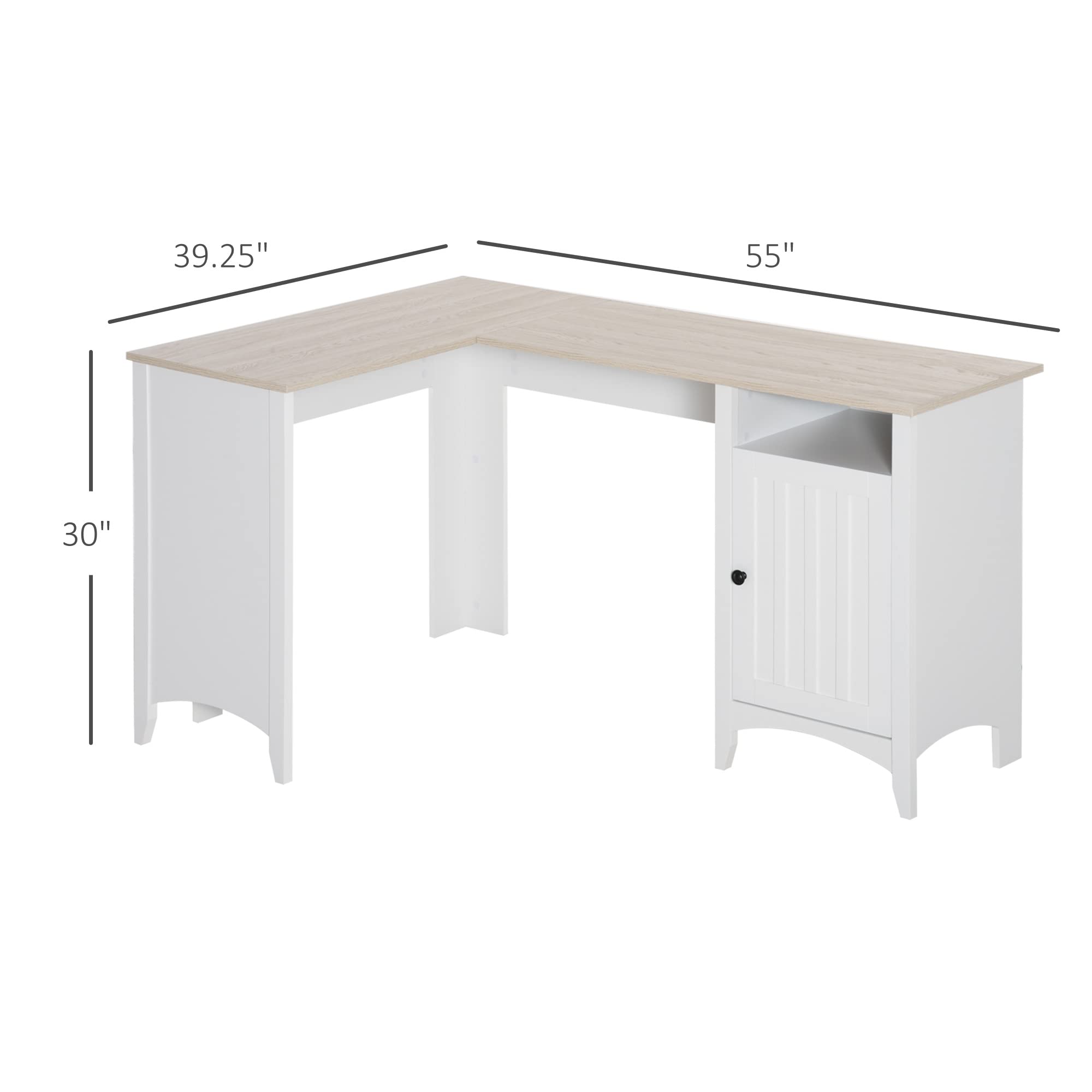 HOMCOM L-Shaped Computer Desk with Storage, White - Home Office & Gaming Setup
